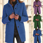 Womens Long Woolen Overcoat Casual Trench Jacket Winter Warm Coat Outerwear Size