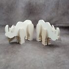 2 Rhino Wood Animals 3D Figures Toy Room Décor Paint Decorate Home School Gift