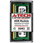 A-Tech 4GB PC3-8500 Laptop SODIMM DDR3 1066 MHz Notebook Memory RAM 1067 1 1x 4G