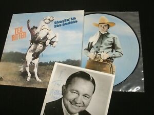 TEX RITTER - Singin' In The Saddle - 1986 Pic Disc Vinyl 12'' Lp/Signed/ Country