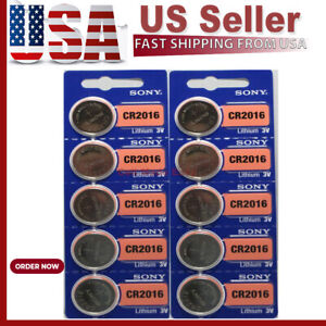**FRESH NEW** 10 x SONY CR2016 Lithium Battery 3V Exp 2027 Pack 10 Pcs Coin Cell
