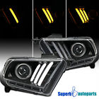 Fit 2010-2014 Shiny Black 10-14 Mustang Projector Headlights Sequential LED Tube