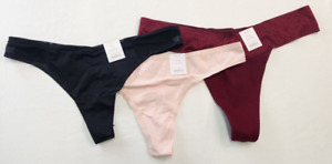 Auden Womens Lot of 3 Thong Panties Size L 12-14 Cotton Blend & Bonded Edge CUTE