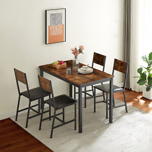 New Listing5 Piece Dining Table Set Kitchen Breakfast Furniture with 4 Upholstered Chair US