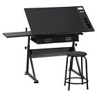 New ListingArt Craft Table Drawing Table Tiltable Tabletop w/Stool and 2 Storage Drawers
