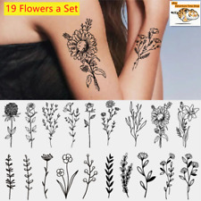 4 Sheets 19 Flowers / Set Temporary Fake Tattoo Stickers Waterproof Arm Body Art