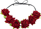 Rose Headband Red Rose Flower Crown Woodland Hair Wreath for Valentines'S Day Ha