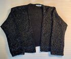 Laura Aponte Italian Wool Cropped Sequined Lt-weight  Cardigan Large A+