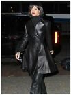 New Women RIHANNA Black Genuine Real Leather Trench Coat Jacket FAST SHIPING