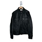 Levi’s Leather Trucker Jacket Black Vintage 80’s USA Size XL Made In Korea