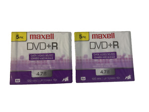 Maxell 044862-00 DVD+R Data & Video 5pk (Two Packs of 5) Blank with Jewel Cases