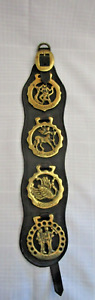Brass Horse Medallions Vintage Scorpio Sagittarius Gemini Aquarius leather