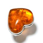 Baltic Amber Gemstone Handmade 925 Sterling Silver Gift Jewelry Ring Size 8 k440