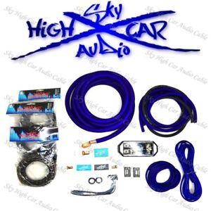Sky High Car Audio Blue 1/0 AWG to Dual 4 Gauge Complete Amp Kit Split Ga