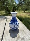 Blue & White Floral Miniature Porcelain Bud Vase