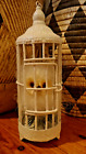 Small White Wire And Metal Bird Cage With Glitter Holiday Decor