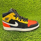 Nike Jordan 1 Mid Black Amarillo Mens Size 8 Athletic Shoes Sneakers 852542-087