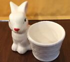 New ListingCeramic bunny  rabbit with basket figurine 3” Tall VGC hand painted Nice Crazing