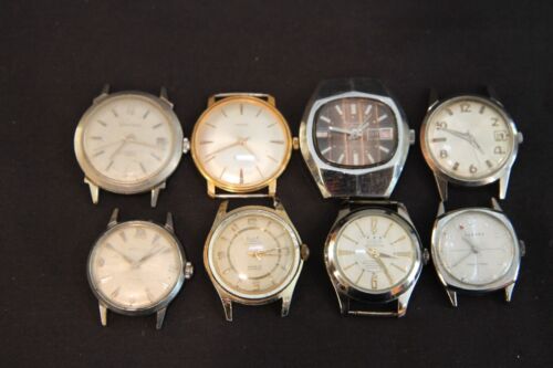 Mixed Lot of 8 Vintage Men's Wristwatch Watch Saxony Alsta Vantage Herlin Swiss