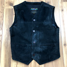 Vintage Alexander Julian Colours Pirate Black Suede 4 Button Up Vest Men Size M
