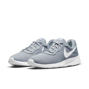 Nike TANJUN Men's Grey White DJ6258-002 Lace Up Athletic Mesh Running Sneakers