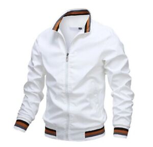 PERRY ELLIS mens jacket WHITE BOMBER JACKET RAIN BREAKER ZIP UP L 44 NWT $99