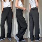 Akris Wool Charcoal Gray Wide-Leg Dress Pants M (8)