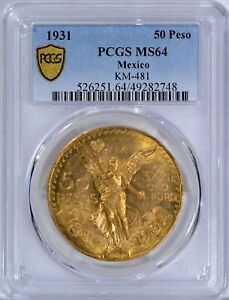 1931 MS64 Mexico Gold 50 Pesos