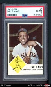 1963 Fleer #5 Willie Mays Giants HOF PSA 6 - EX/MT 3A 00 0988