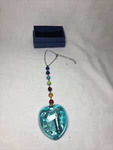 NEW Miniature Music Box Pendant Blue Heart Shape with Beads and Chain in Box