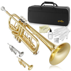 Bb Standard Trumpet, Brass Band Instrument B Flat Key w/ Padded Case, Mouthpiece