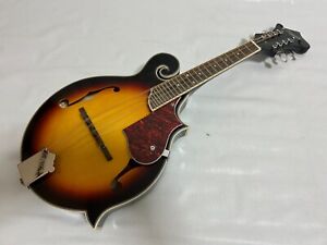 Professional Hand Carved Solid Spruce Top F Style Mandolin, Sunburst, with Bag