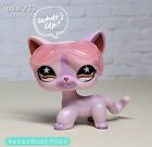 LPS ~ Littlest Pet Shop Authentic Shorthair Cat #933 ~ Pink Fur, Star Brown Eyes
