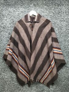 VTG Poncho Clint Eastwood Western Cowboy Adult Brown Striped Collared