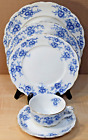 Antique La Francaise Porcelain Blue Plate Set - 5pc