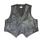 Vintage Western Frontier Mens XL Leather Snap Up Vest Fitted Black Lined Cowboy