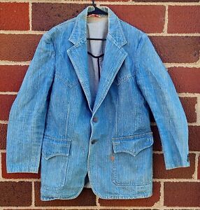 Vintage 70s Levis Orange Tab Blazer Denim Jacket Chore Usa Made Size 42