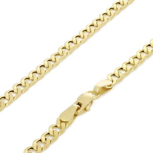 14K Yellow Gold 2.5mm Curb Cuban Link Chain Pendant Necklace Lobster Clasp 20