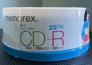 Memorex Cool Colors CD-R 80 min 40x 700 MB - BRAND NEW SEALED-  Quantity 25