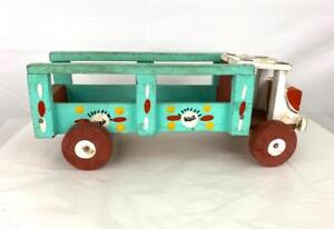 Costa Rica Toy Truck Wood Vintage Pull Toy Car Handmade Handcrafted Wood Truck