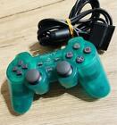 [tested]PS2 Sony DUAL SHOCK2 Controller Lot of 2 Clear Emerald Green SCPH-10010