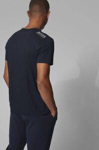 HUGO BOSS Regular Fit V-Neck Tee T-Shirt with Contrast Detail Black Size XL NEW