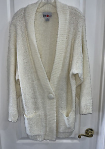 EVE Ltd. Vintage 1970's Off-White Cardigan Button-Up Sweater Heavy Knit Size 2X