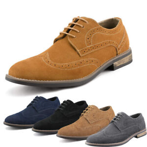 Men's Oxford Shoes Lace Up Classic Casual Wingtip Suede Leather