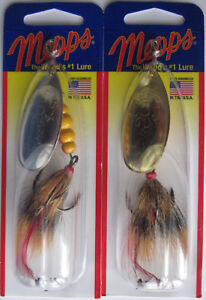 2 - Mepps  Aglia Spinner - 1/2 oz.- Silver/Brown Tail & Gold/Brown Tail