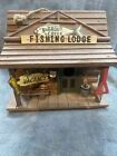 VINTAGE CABIN BIRD HOUSE FISHING LODGE STYLE WOODEN COLLECTIBLE