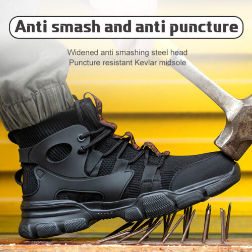 Steel Toe Shoes Mens Safety Shoes Indestructible Boots Breathable Work Shoes