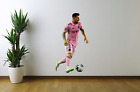 Lionel Messi Wall Sticker Vinyl Removeable Decal Soccer Decor Pink Reusable