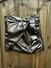 ZARA Pleated Women’s Faux Leather Skirt Gold Size M NWT