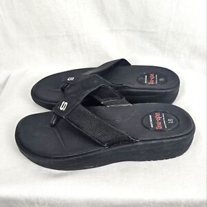 Skechers Tone-Ups Black Slip On Sequin Sandal Size 10 Black